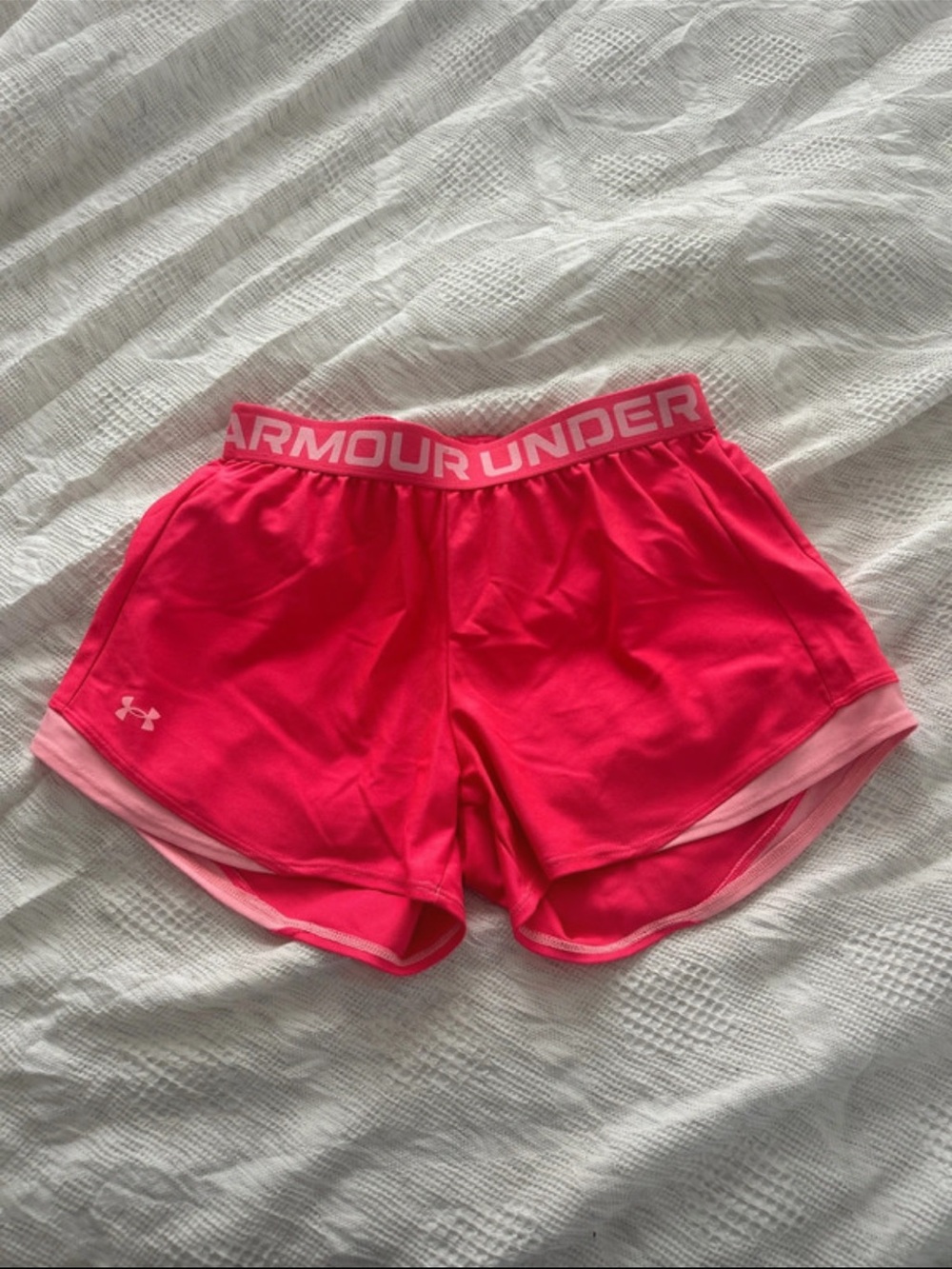 Under Armour Bright Pink Women's Training Shorts with Light Pink Trim